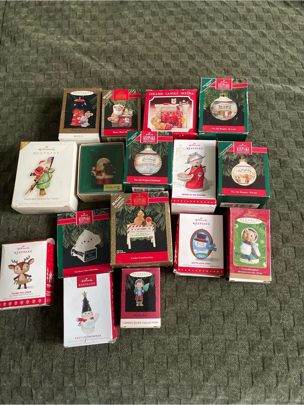 Vintage Hallmark Keepsake Ornaments - Red, Green, White Assorted Boxes